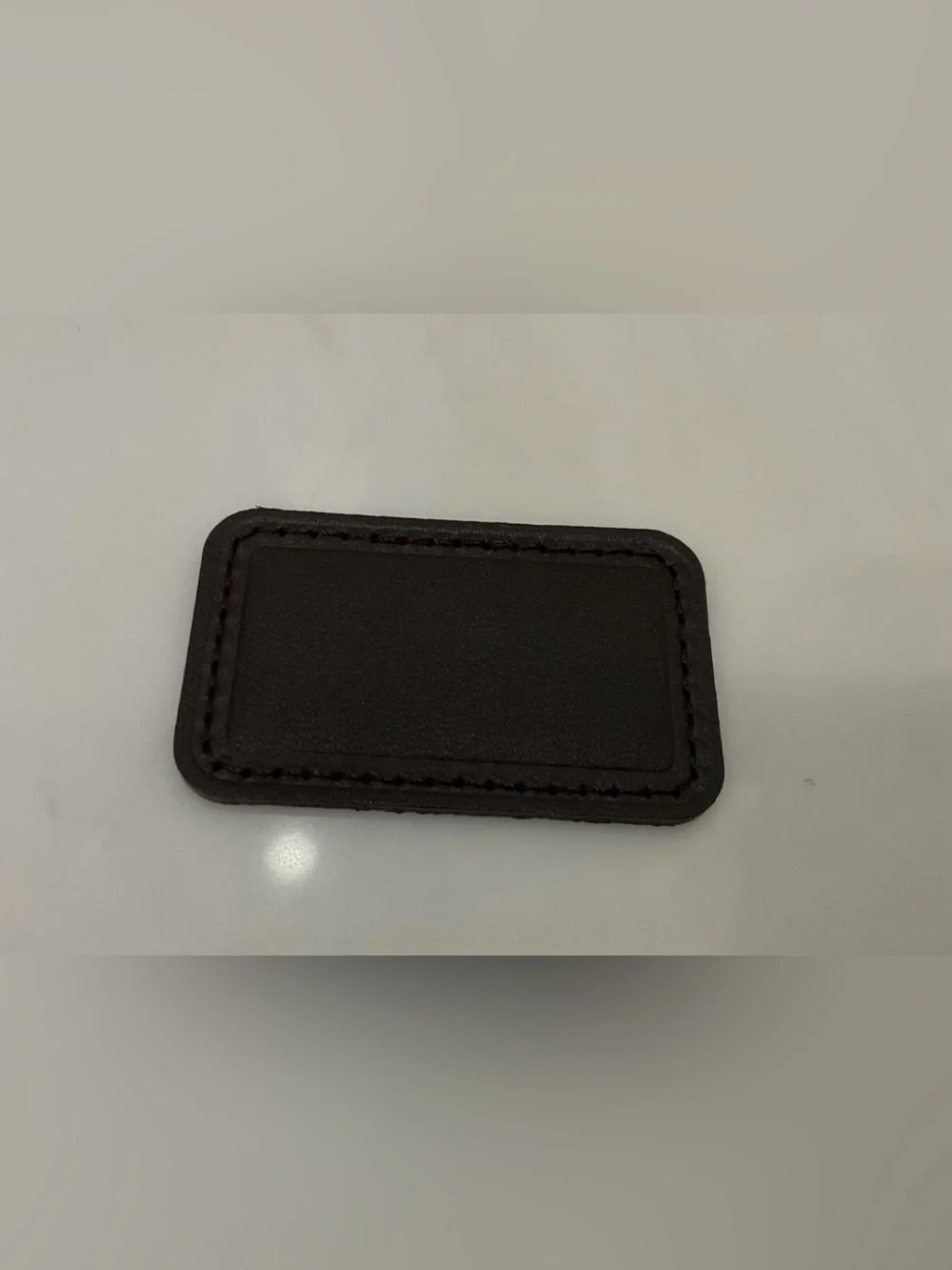 NEW Tumi Large 2-1/4” x 1-3/8” Leather Monogram Patch - DARK BROWN color